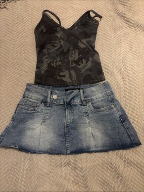 Black Camouflage V-Neck Tank Top